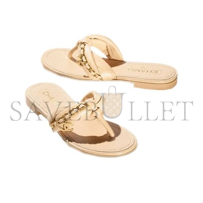 CHANEL SANDALS LAMBSKIN & METAL BEIGE G38210 X56564 0N719 